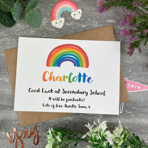 Good Luck At Secondary School Rainbow Card-The Persnickety Co