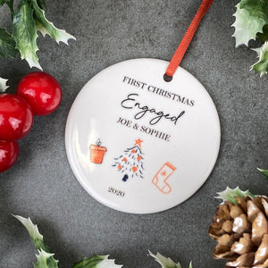 Personalised First Christmas Engaged Hanging Decoration-9-The Persnickety Co