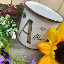 Load image into Gallery viewer, Easter Spring Bunny Initial Enamel Mug
