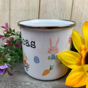 Easter Bunnies Personalised Enamel Mug