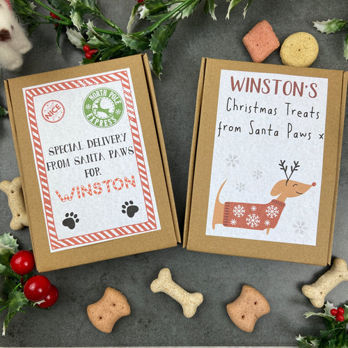 £5.00 Stocking Filler! 2 x Personalised Boxes Of Dog Treats-The Persnickety Co