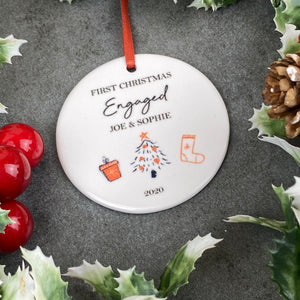 Personalised First Christmas Engaged Hanging Decoration-10-The Persnickety Co