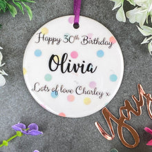 Load image into Gallery viewer, Personalised 30th Birthday Hanging Decoration-The Persnickety Co
