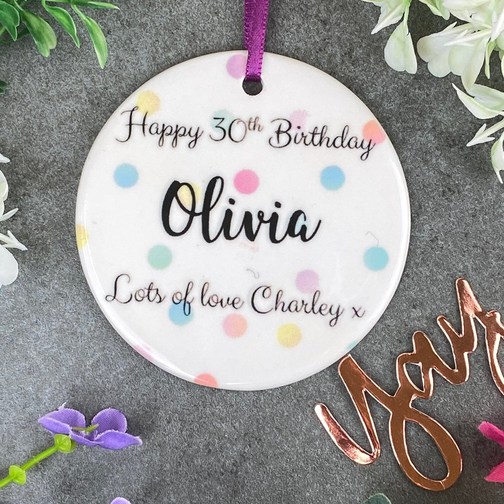 Personalised 30th Birthday Hanging Decoration-The Persnickety Co