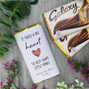 'It Takes A Big Heart To Help Shape Little Minds' Personalised Teacher Chocolate Bar