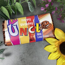Load image into Gallery viewer, Personalised Uncle Happy Birthday Chocolate Bar-The Persnickety Co
