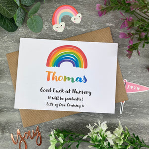 Good Luck At Nursery Rainbow Card1