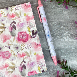 A6 White flower Pad and Pen Set