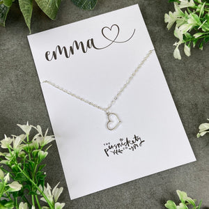 Dainty Heart Necklace - Personalized Name