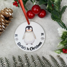 Load image into Gallery viewer, Personalised Penguin 1st Christmas Hanging Decoration-4-The Persnickety Co
