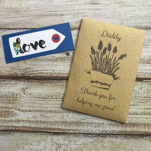 Daddy/ Grandad Thank You For Helping Me Grow! Mini Kraft Envelope with Wildflower Seeds-4-The Persnickety Co