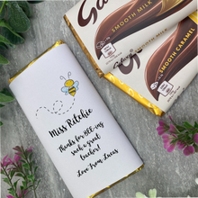 Load image into Gallery viewer, Thank You For Bee-ing Such A Great Teacher- Personalised Chocolate Bar
