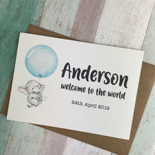 Load image into Gallery viewer, Welcome To The World Baby Boy Card - Personalised-7-The Persnickety Co
