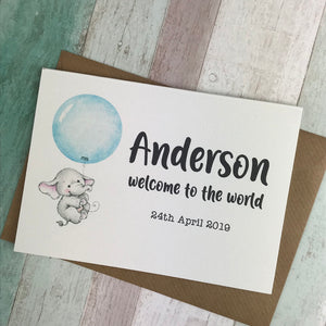Welcome To The World Baby Boy Card - Personalised-7-The Persnickety Co