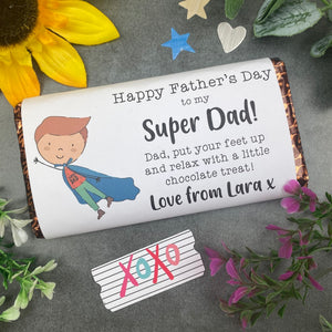 Happy Father's Day Super Dad Personalised Chocolate Bar