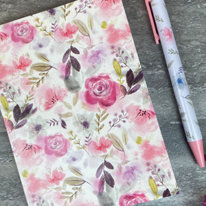 A6 White flower Pad and Pen Set