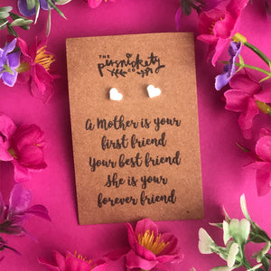 A Mother Is Your First Friend - Heart Earrings - Gold / Rose Gold / Silver-5-The Persnickety Co