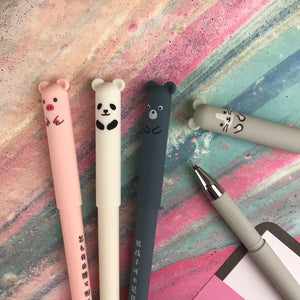 Cute Big Ear Animal Gel Pen - Pig/Panda/Bear/Mouse-8-The Persnickety Co