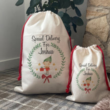 Load image into Gallery viewer, Personalised Elf Boy Santa Sack-The Persnickety Co
