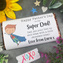 Load image into Gallery viewer, Happy Father&#39;s Day Super Dad Personalised Chocolate Bar

