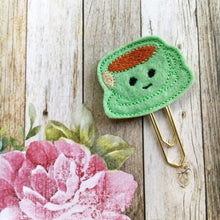 Load image into Gallery viewer, Green Felt Teacup Paper Clip-The Persnickety Co
