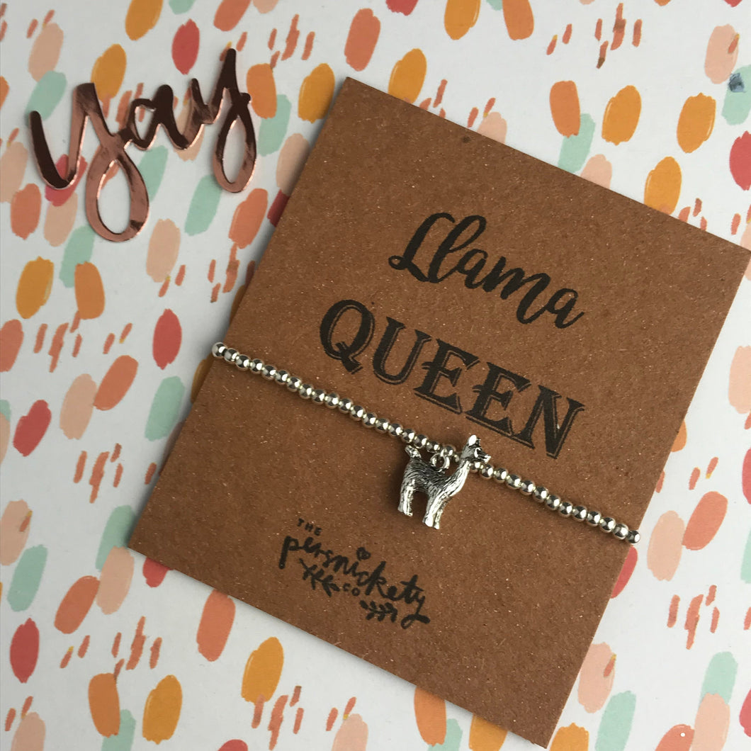 Llama Queen Beaded Charm Bracelet-The Persnickety Co
