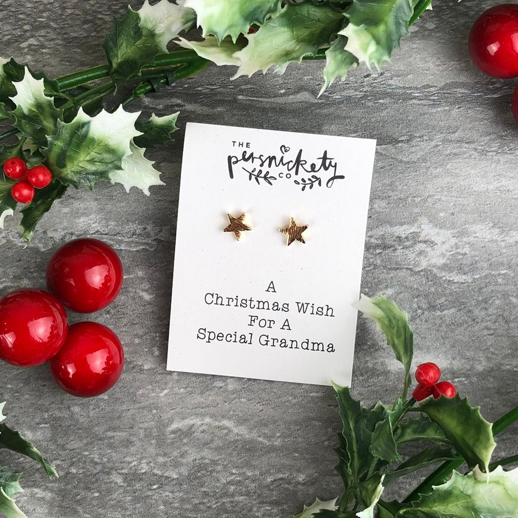 A Christmas Wish For A Special Grandma - Star Earrings-The Persnickety Co