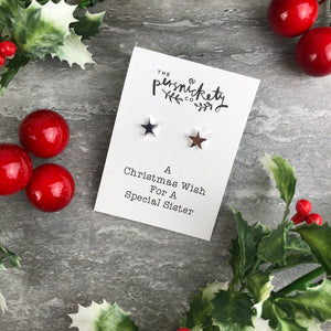 A Christmas Wish For A Special Sister - Star Earrings-5-The Persnickety Co
