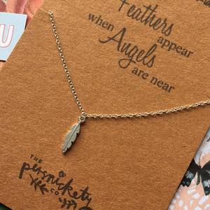Feathers Appear When Angels Are Near Necklace-2-The Persnickety Co