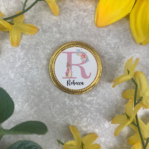 Personalised Chocolate Coins x 5 - Bunny Initial-The Persnickety Co