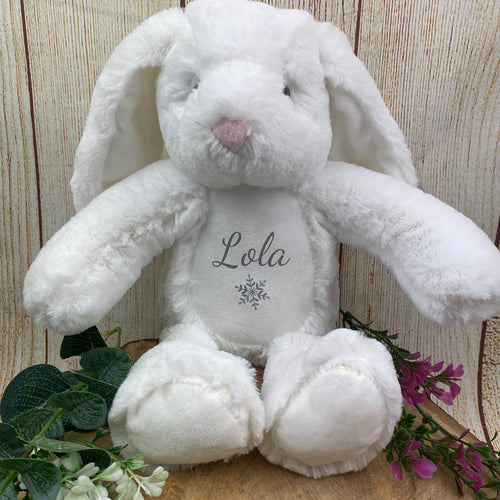 Personalised Christmas Snowflake Teddy - White Bunny-The Persnickety Co