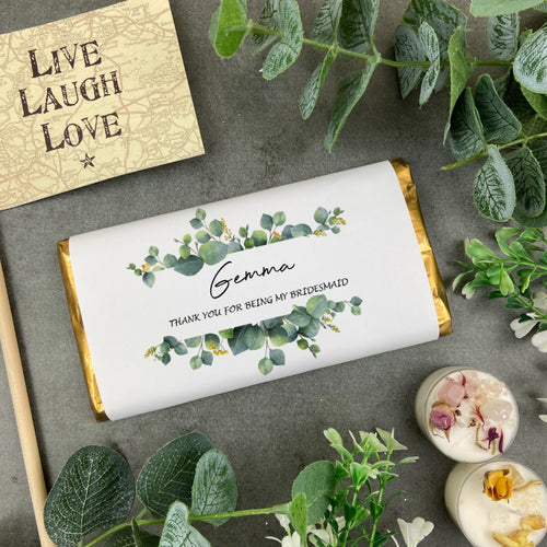 Personalised Bridesmaid - Thank You Eucalyptus Chocolate Bar-The Persnickety Co