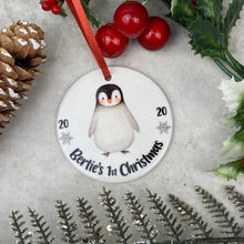 Load image into Gallery viewer, Personalised Penguin 1st Christmas Hanging Decoration-3-The Persnickety Co
