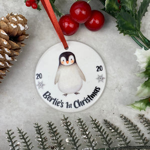 Personalised Penguin 1st Christmas Hanging Decoration-3-The Persnickety Co
