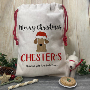 Merry Christmas Personalised Dog Santa Sack-The Persnickety Co