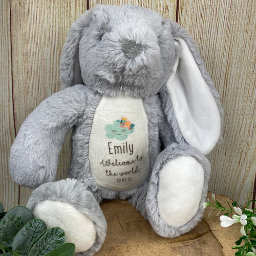 Personalised Bunny Rabbit Soft Toy - Welcome To The World-The Persnickety Co
