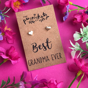 Best Grandma Ever - Heart Earrings - Gold / Rose Gold / Silver-7-The Persnickety Co