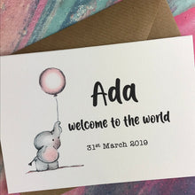 Load image into Gallery viewer, Personalised Welcome To The World Baby Girl Card-7-The Persnickety Co
