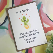 Load image into Gallery viewer, Thank You For Helping me Grow Cactus Card-The Persnickety Co
