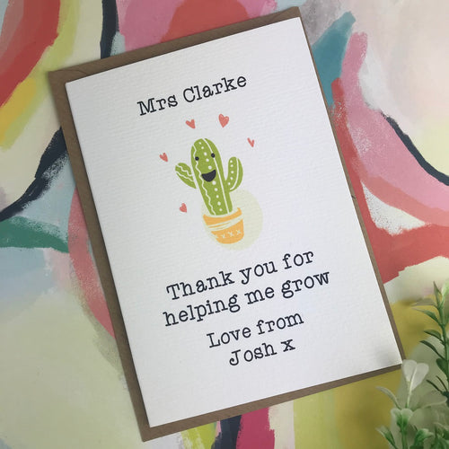 Thank You For Helping me Grow Cactus Card-The Persnickety Co