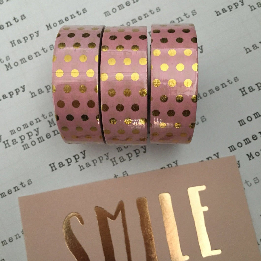 Gold Foil Polka Dot Washi Tape - Pink-The Persnickety Co