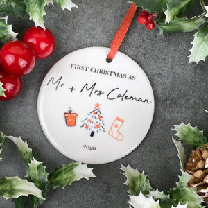 Personalised First Christmas As Mr & Mrs - Hanging Decoration-5-The Persnickety Co