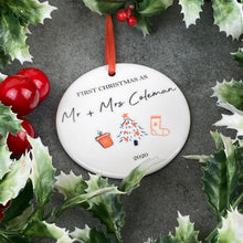 Load image into Gallery viewer, Personalised First Christmas As Mr &amp; Mrs Hanging Decoration-4-The Persnickety Co
