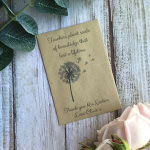 thank you for planting the seeds of knowledge Personalised Teachers Plant Seeds | Kraft Envelope