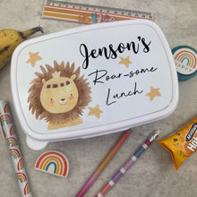 Load image into Gallery viewer, Personalised Roarsome Lion Lunch Box - White
