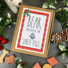 Load image into Gallery viewer, Personalised Little Dog Treat Box - &#39;… Believes In Santa Paws&#39;-The Persnickety Co
