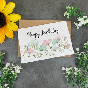 Happy Birthday Floral Plantable Seed Card