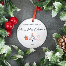 Load image into Gallery viewer, Personalised First Christmas As Mr &amp; Mrs - Hanging Decoration-6-The Persnickety Co
