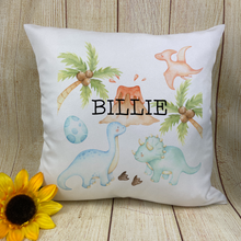 Load image into Gallery viewer, Personalised Dinosaur Cushion-The Persnickety Co
