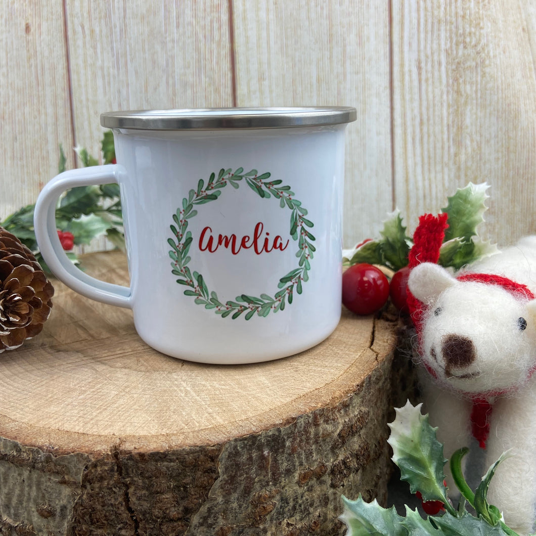 Christmas Wreath Personalised Mug